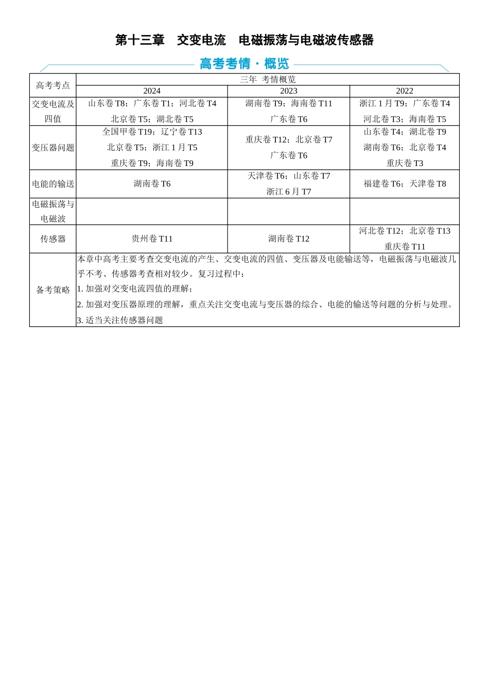 2026版三维设计一轮高中总复习物理通用版学生用-第十三章　交变电流　电磁振荡与电磁波传感器.docx_第1页