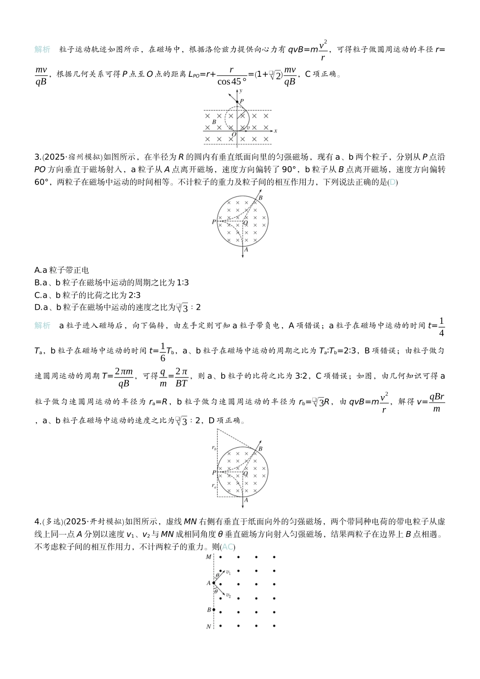 2026版赢在微点顶层设计大一轮物理教师练-专题提升练21　带电粒子在有界匀强磁场中的运动.docx_第2页