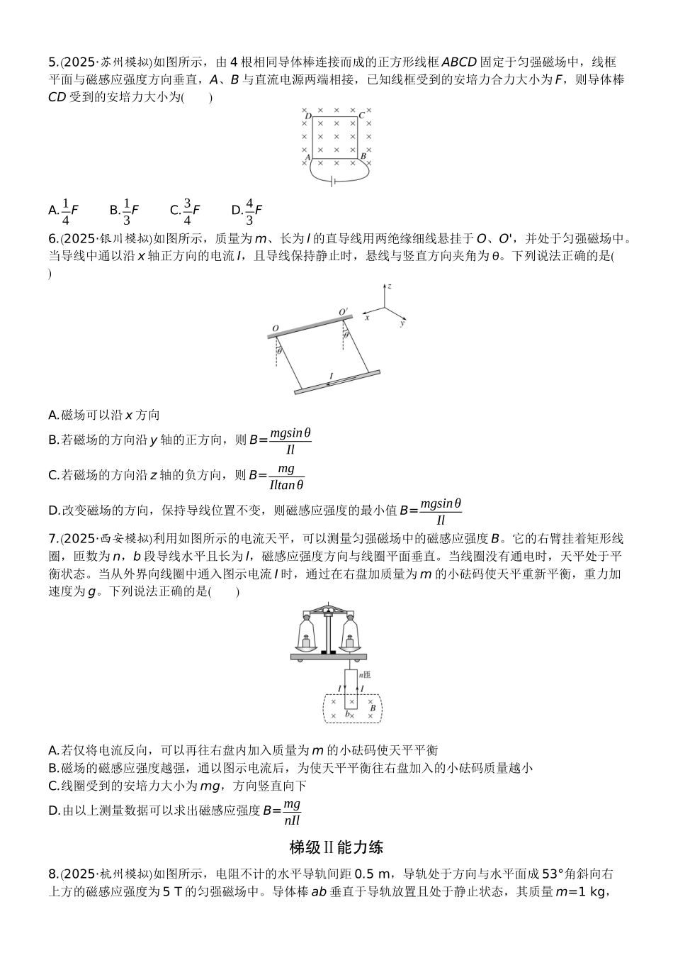2026版赢在微点顶层设计大一轮物理学生练-微练39　磁场及其对电流的作用.docx_第2页