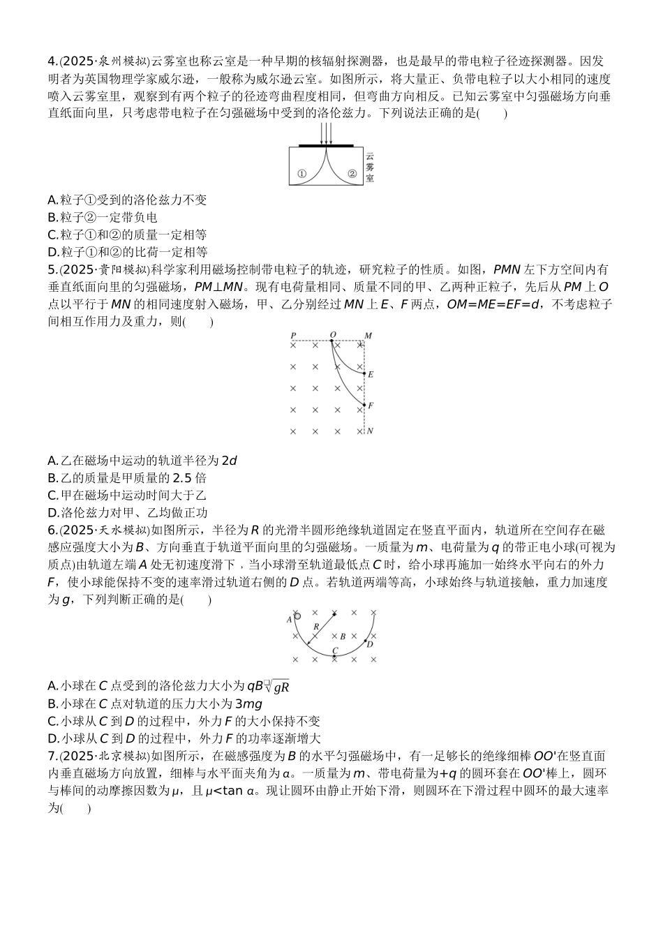2026版赢在微点顶层设计大一轮物理学生练-微练40　磁场对运动电荷的作用.docx_第2页
