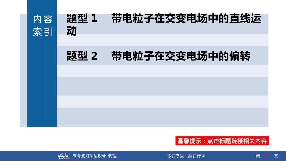 2026版赢在微点顶层设计大一轮物理-专题提升十七　带电粒子在交变电场中的运动.pptx_第2页