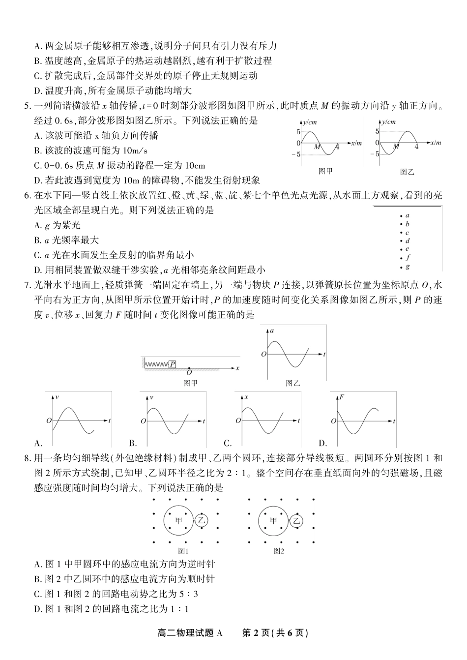 安徽省金榜教育2024-2025学年高二下学期期末考试物理试题A2025年7月高二期末联考.pdf_第2页