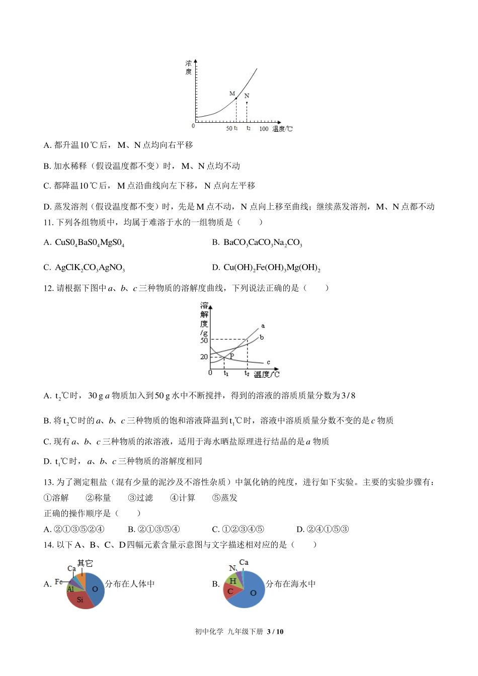 （鲁教版）初中化学九年级下册 第八单元测试及答案01.pdf_第3页