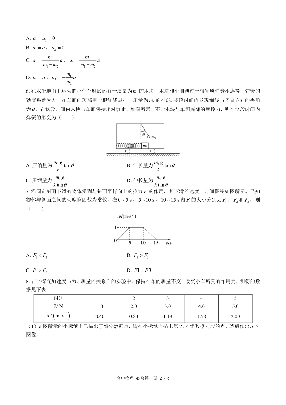 （鲁科版2017课标）高中物理必修第一册 第5章综合测试及答案03.pdf_第2页