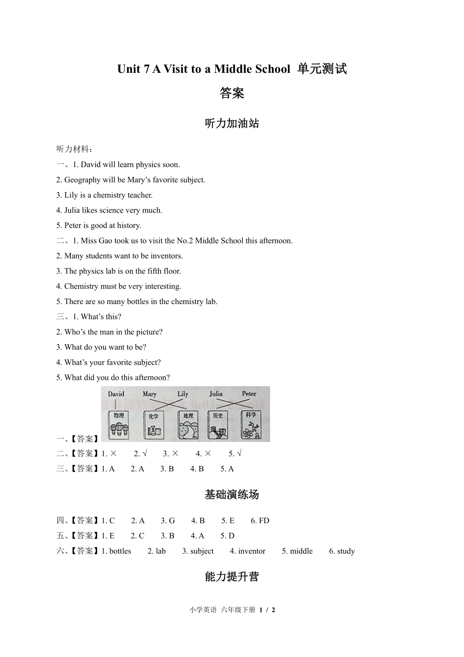 （闽教版（三年级起点））小学英语六年级下册 Unit 7单元测试及答案03.pdf_第3页