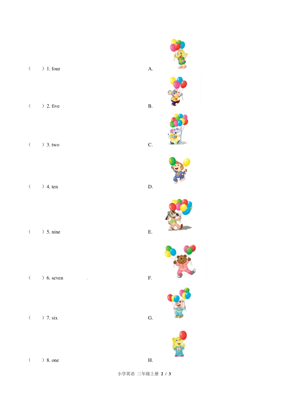 （闽教版（三年级起点））小学英语三年级上册 Unit 3单元测试及答案01.pdf_第2页