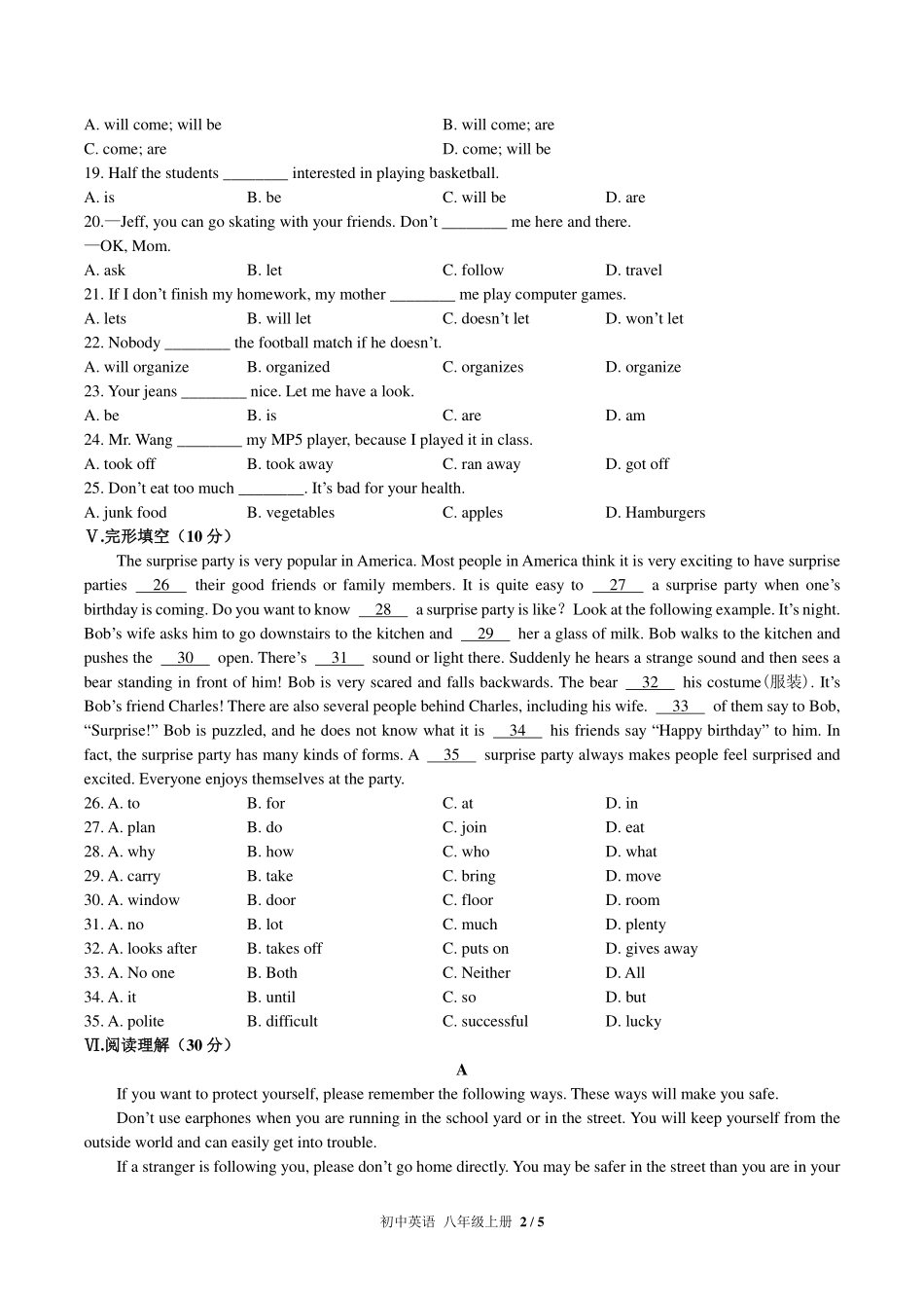 （人教版）初中英语八年级上册 Unit 10单元测试及答案01.pdf_第2页