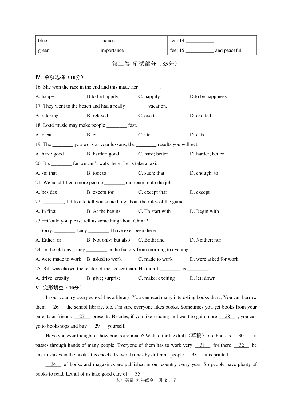 （人教版）初中英语九年级 Unit 11单元测试及答案01.pdf_第2页