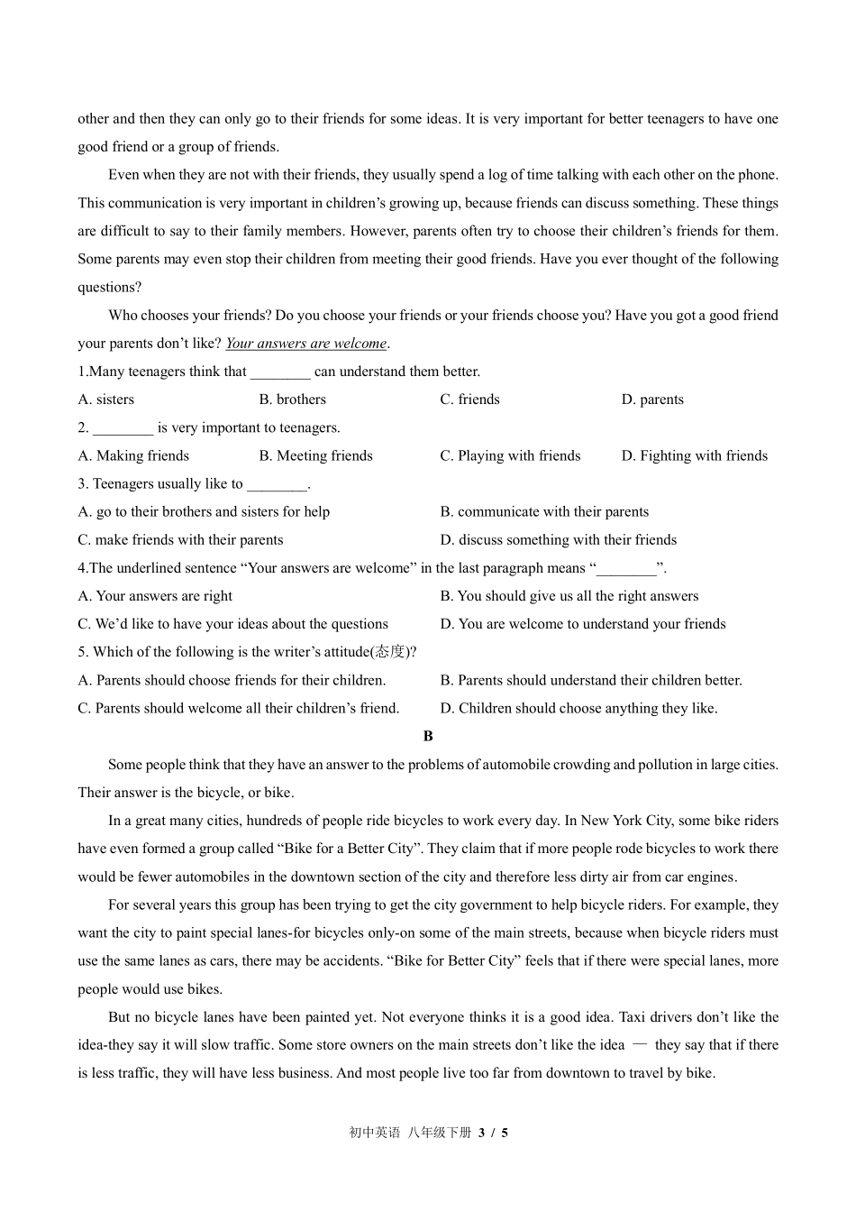 （外研社版）初中英语八年级下册 Module 9单元测试及答案01.pdf_第3页