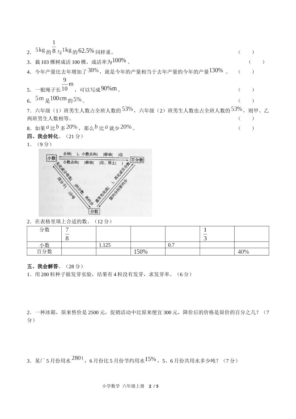 （人教版）小学数学六年级上册 第六单元测试含答案02.docx_第2页