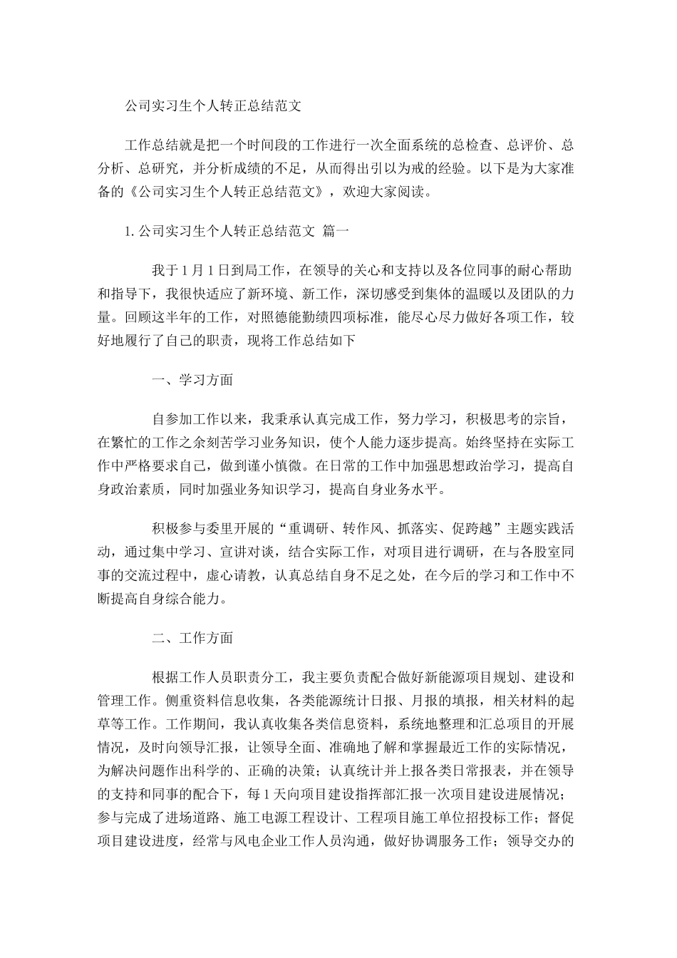公司实习生个人转正总结范文.docx_第1页
