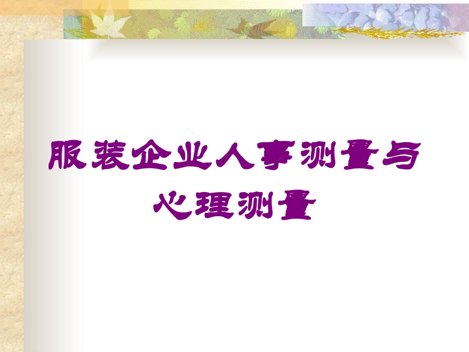 服装企业人事测量与心理测量培训课件.pptx_第1页