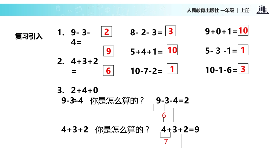 人教版一年级数学上册《加减混合》6-10的认识和加减法优质课件-3篇17.pptx_第2页