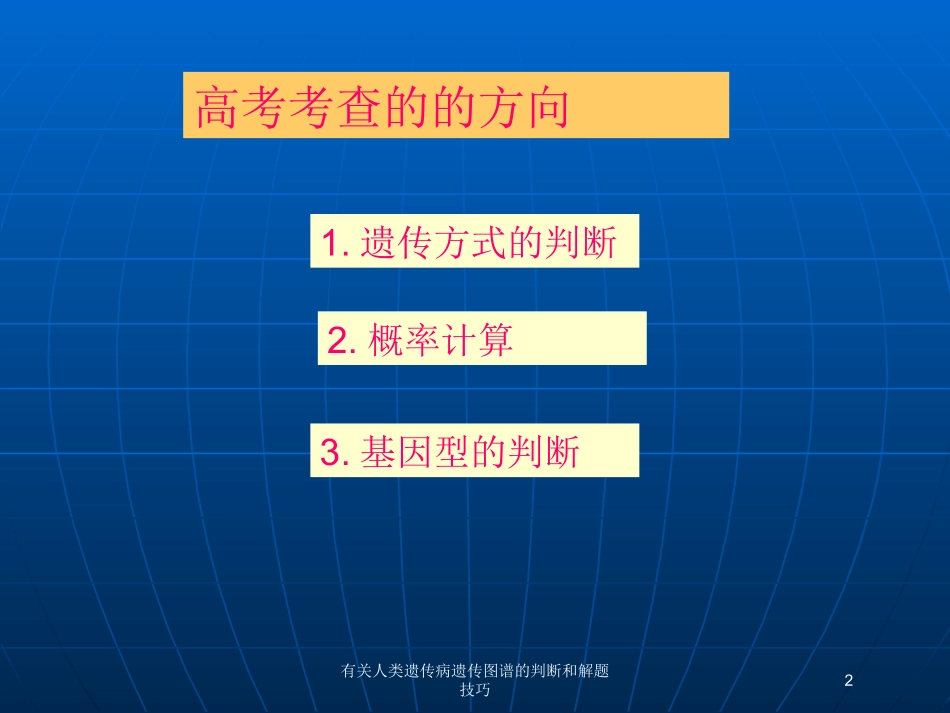 有关人类遗传病遗传图谱的判断和解题技巧培训课件.pptx_第2页