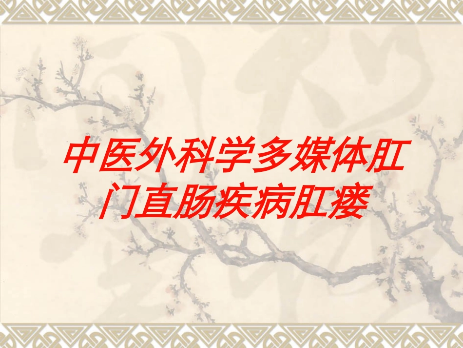 中医外科学多媒体肛门直肠疾病肛瘘培训课件.pptx_第1页