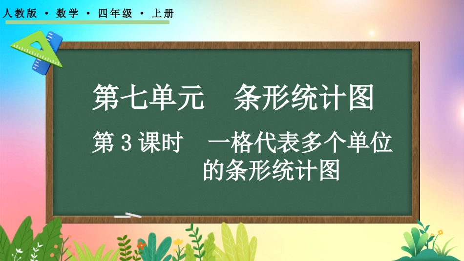 人教版数学四年级上册-73一格代表多个单位的条形统计图-教学课件.pptx_第1页