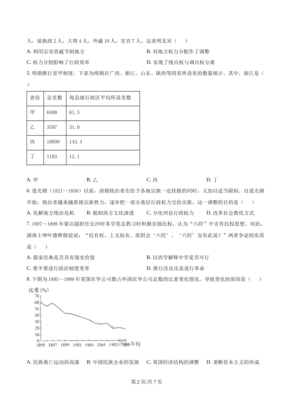 精品解析：2025年山东高考历史真题（原卷版）.docx_第2页
