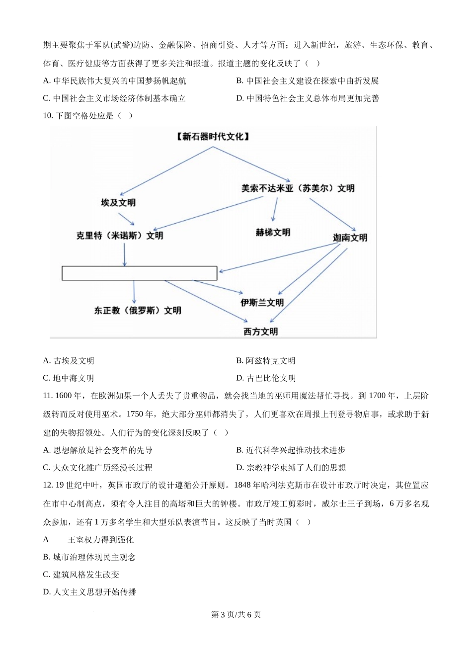 2024年高考历史试卷（海南）（空白卷）.docx_第3页