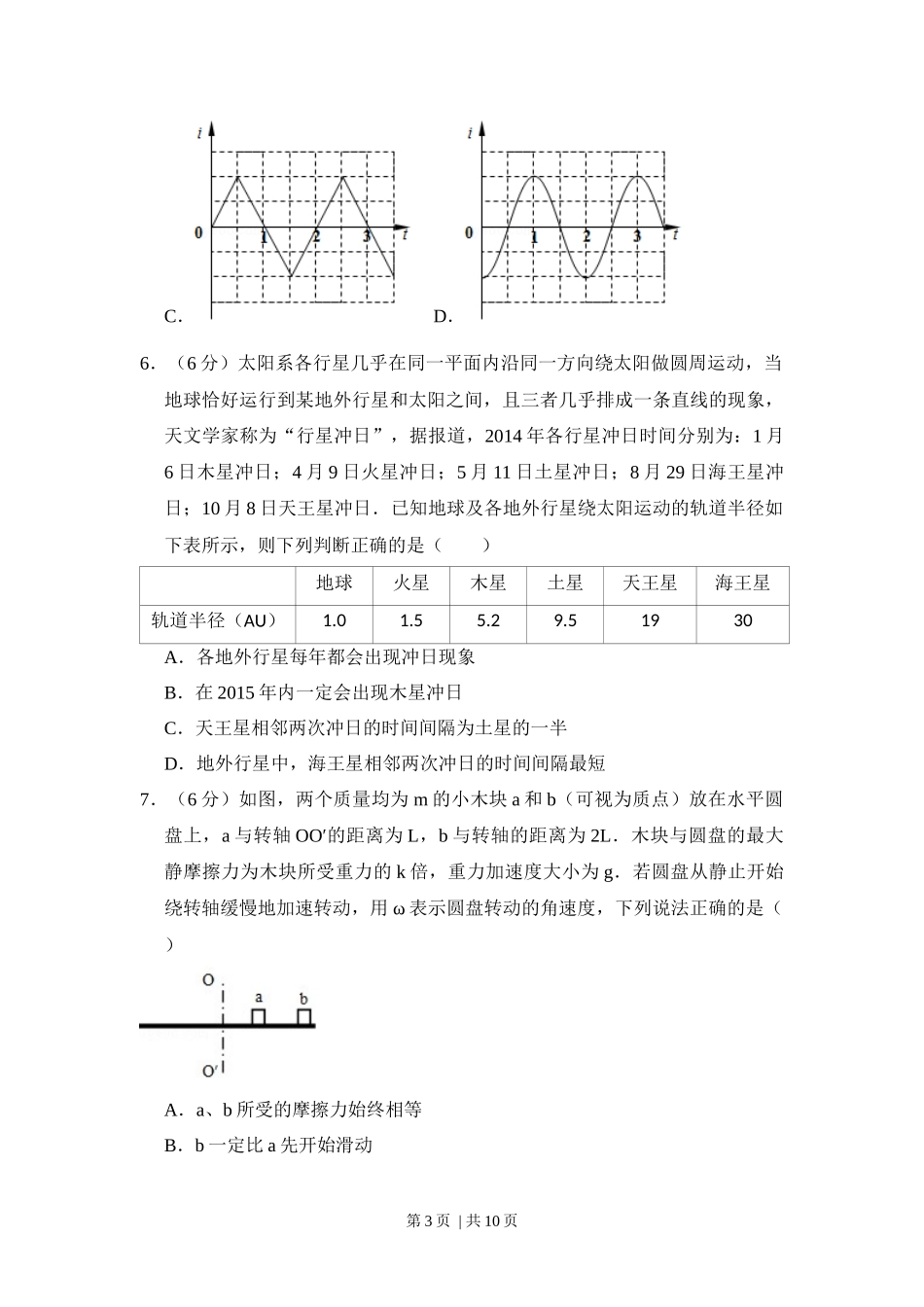 2014年高考物理试卷（新课标Ⅰ）（空白卷）.docx_第3页