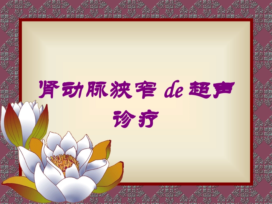 肾动脉狭窄的超声诊疗培训课件.pptx_第1页