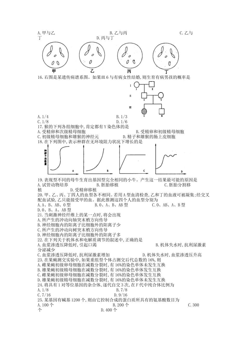 1998年河北高考生物真题(1).doc_第2页