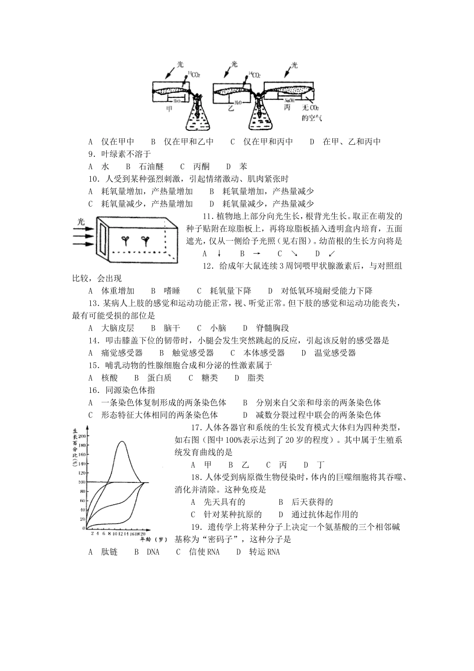 2002年河南高考生物真题及答案(1).doc_第2页