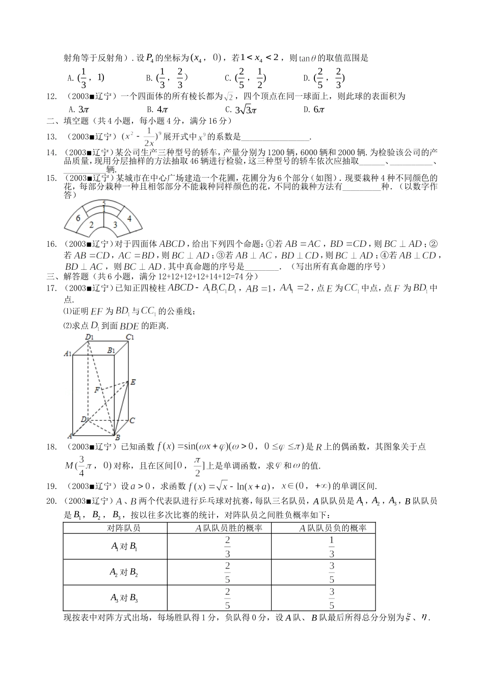 2003年辽宁高考数学真题及答案.doc_第2页