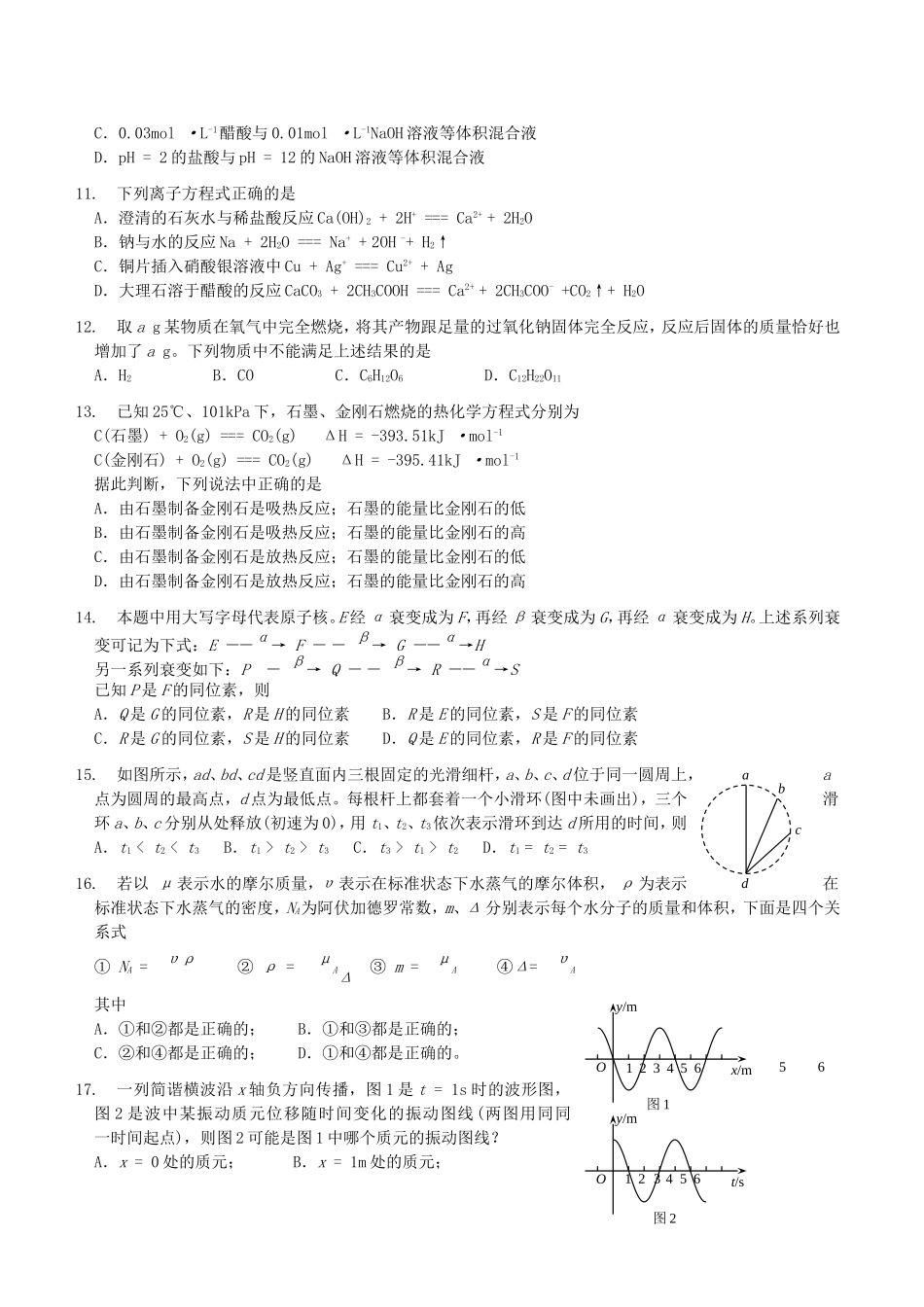 2004年安徽高考理科综合真题及答案(1).doc_第3页