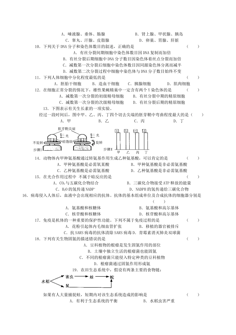 2004年江苏高考生物真题及答案(1).doc_第2页
