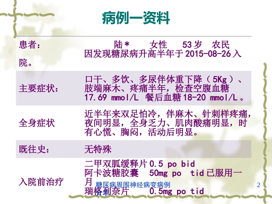 糖尿病周围神经病变病例分享培训课件.pptx_第2页