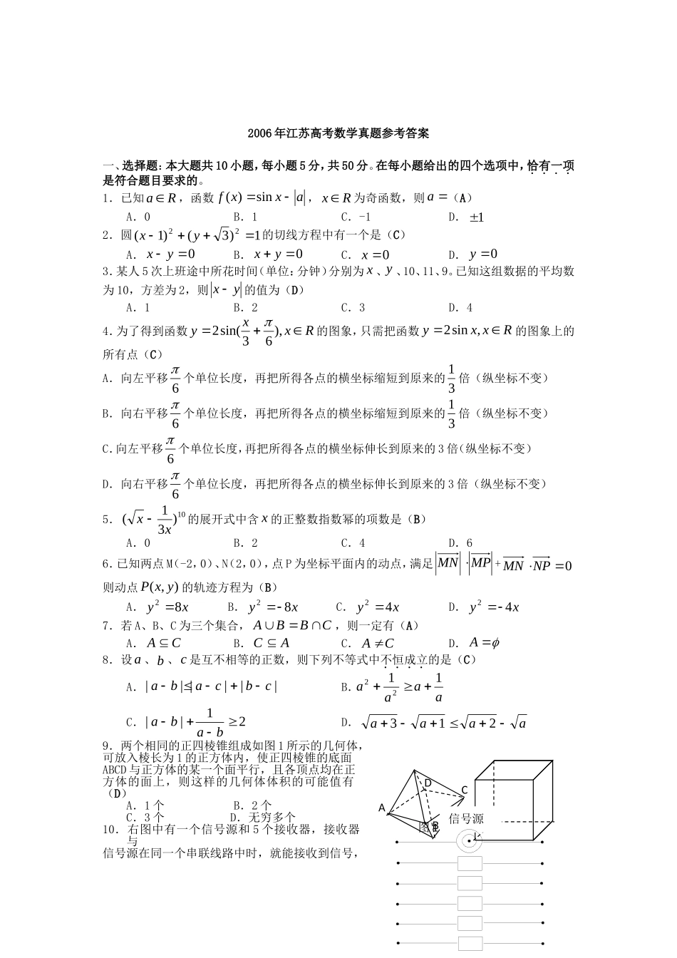 2006年江苏高考数学真题及答案.doc_第3页