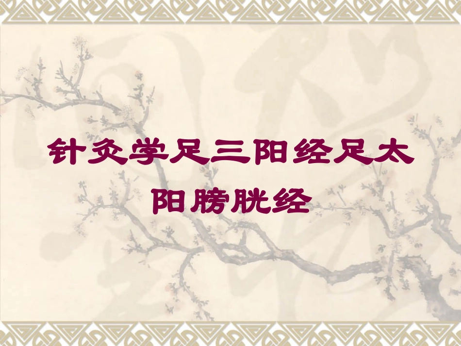 针灸学足三阳经足太阳膀胱经培训课件.pptx_第1页