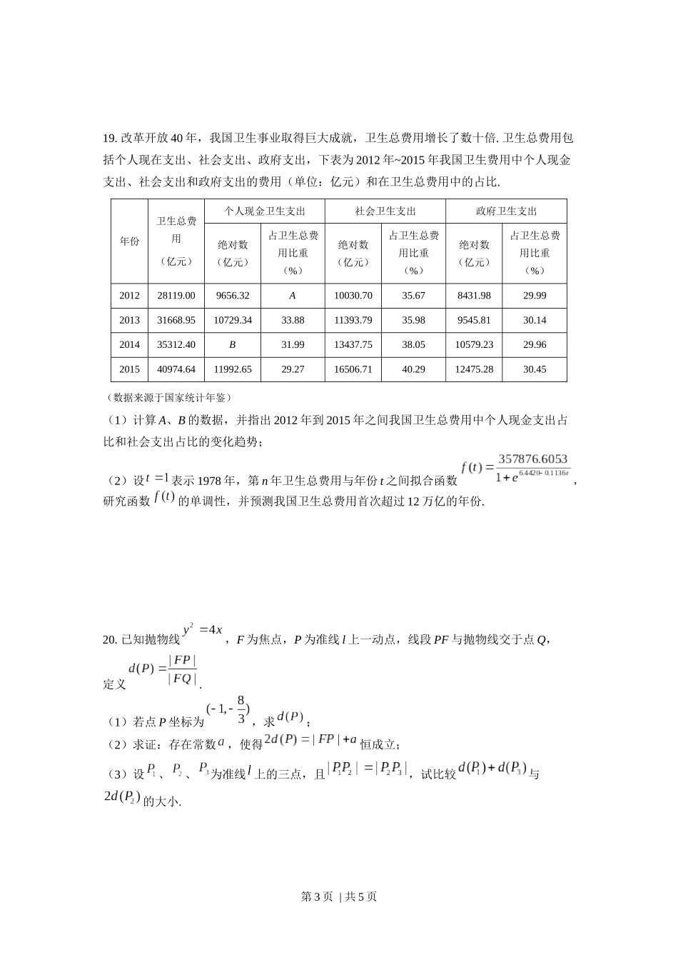 2019年高考数学试卷（上海）（春考）（空白卷）.docx_第3页