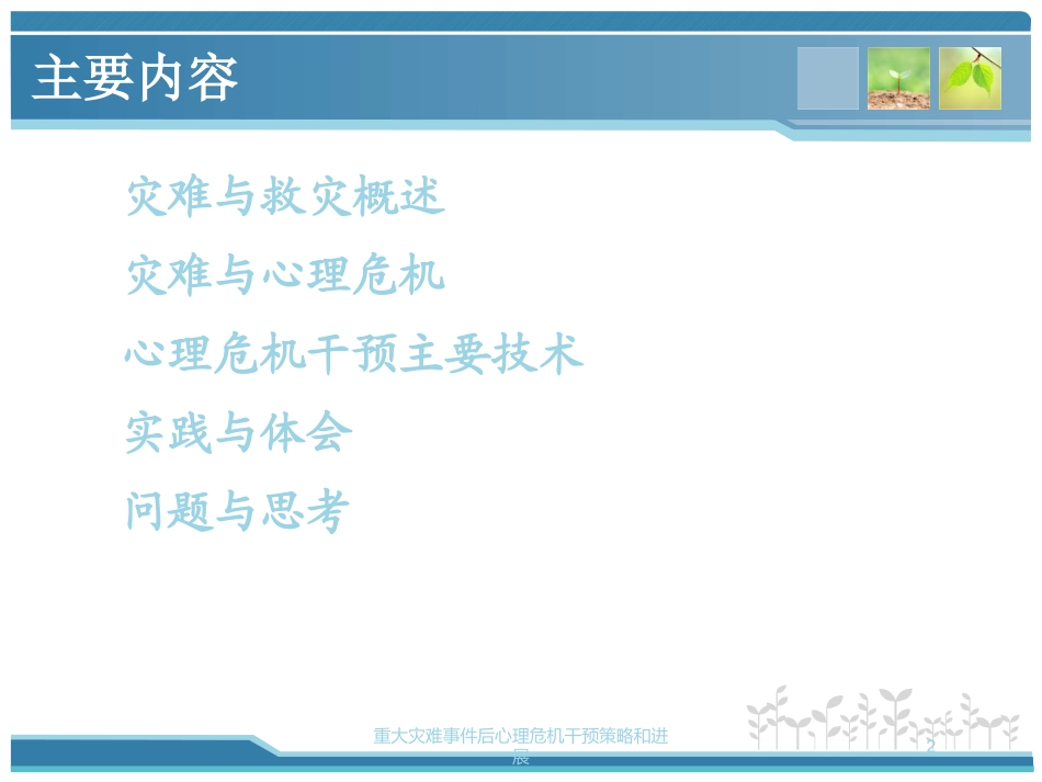 重大灾难事件后心理危机干预策略和进展培训课件.pptx_第2页