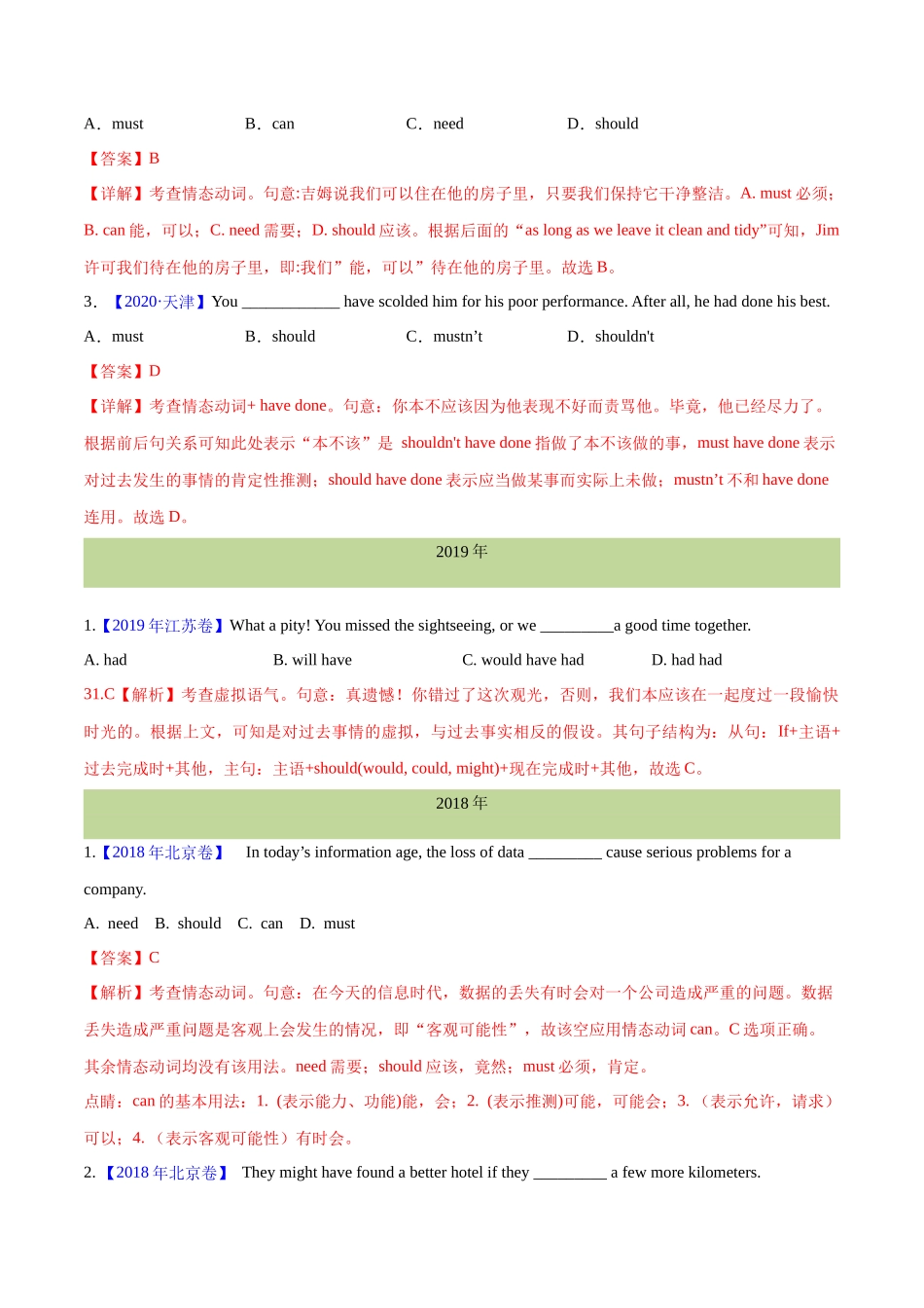 专题 07 情态动词和虚拟语气(解析卷)--十年（2014-2023）高考真题英语分项汇编（全国通用）.docx_第2页