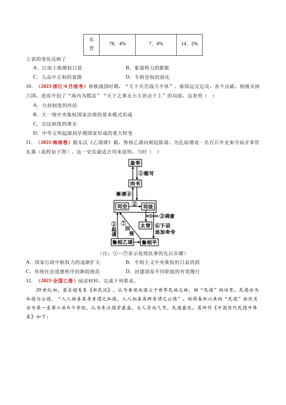 专题02 秦汉和魏晋南北朝时期（原卷卷）.docx_第3页