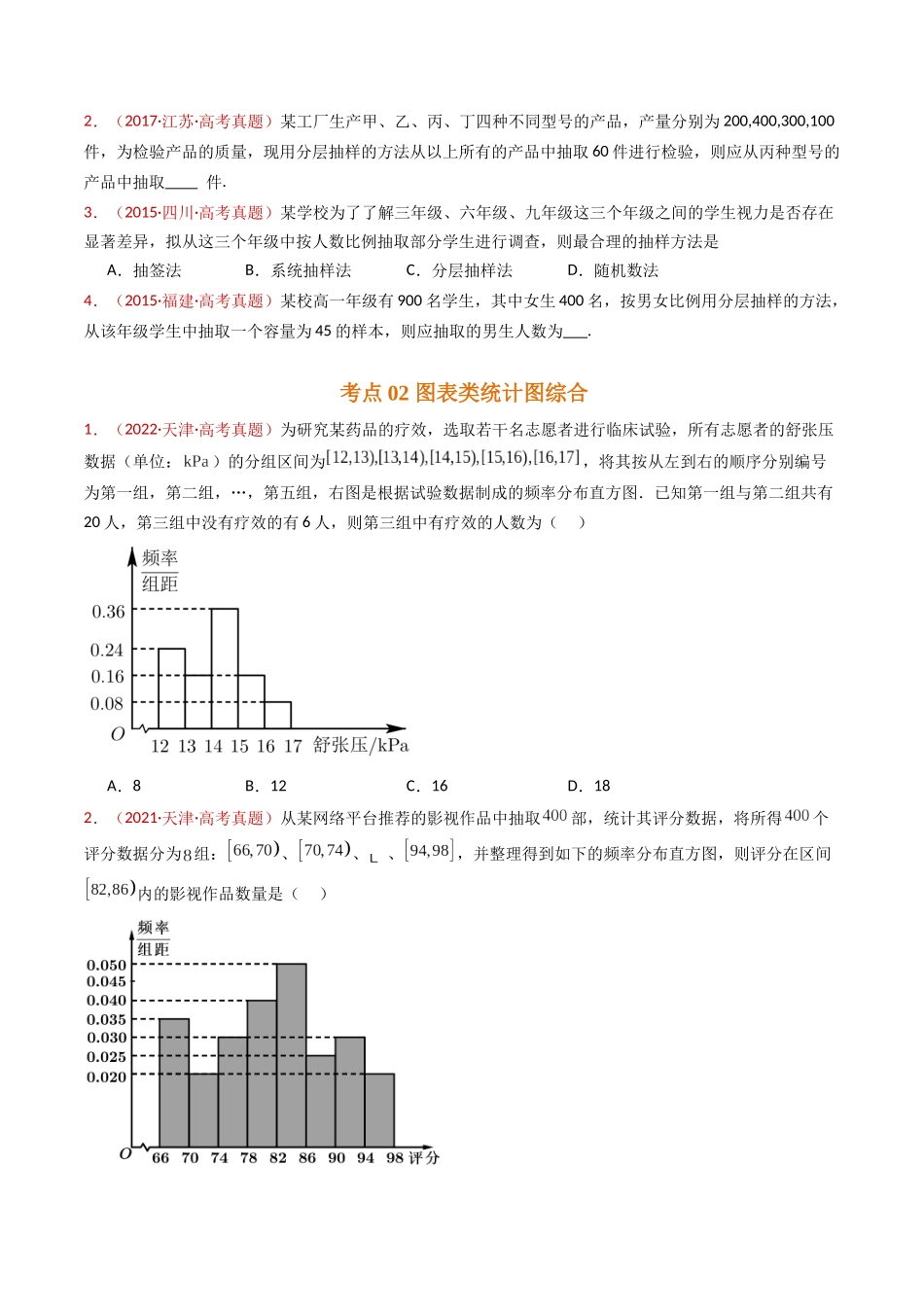 专题06 统计与数字特征小题综合（学生卷）- 十年（2015-2024）高考真题数学分项汇编（全国通用）.docx_第2页