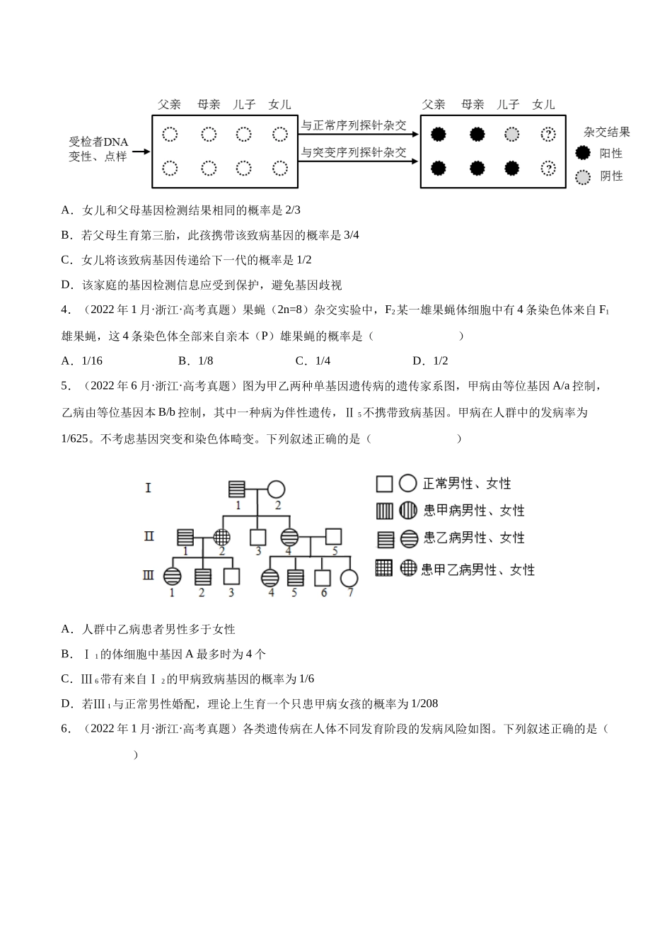 专题07 伴性遗传和人类遗传病-十年（2013-2022）高考生物真题分项汇编（全国通用）（学生版）(1).docx_第2页