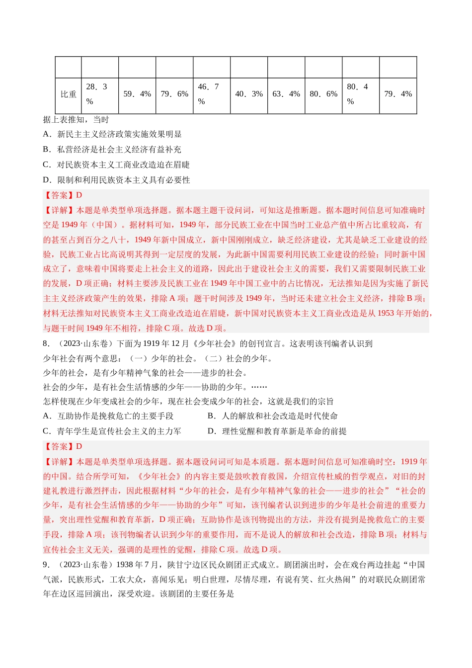 专题07 新民主主义革命(1919-1949)（解析卷）.docx_第3页