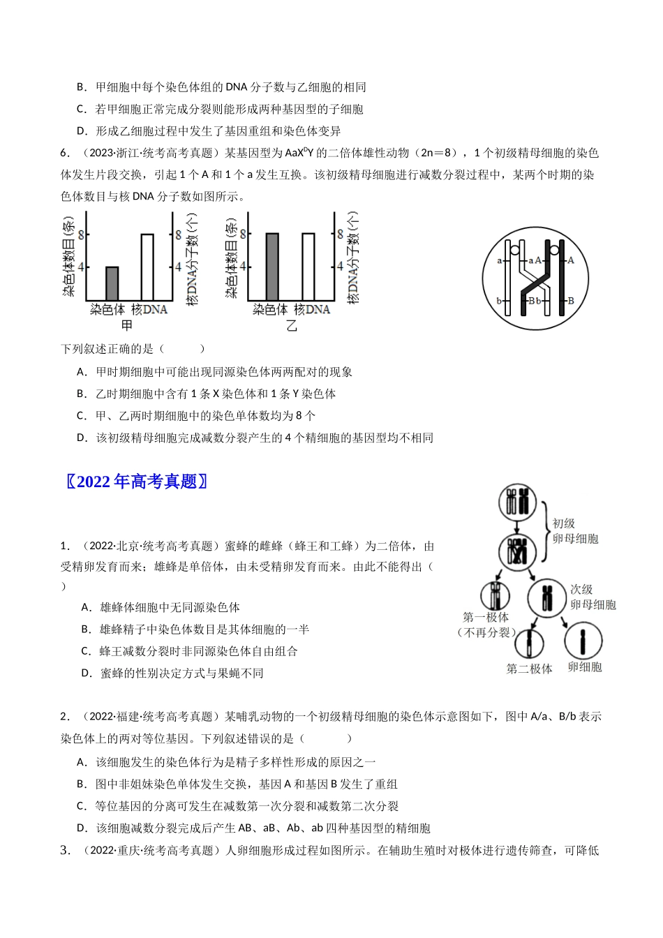 专题08 有丝分裂和减数分裂（原卷卷）.docx_第3页