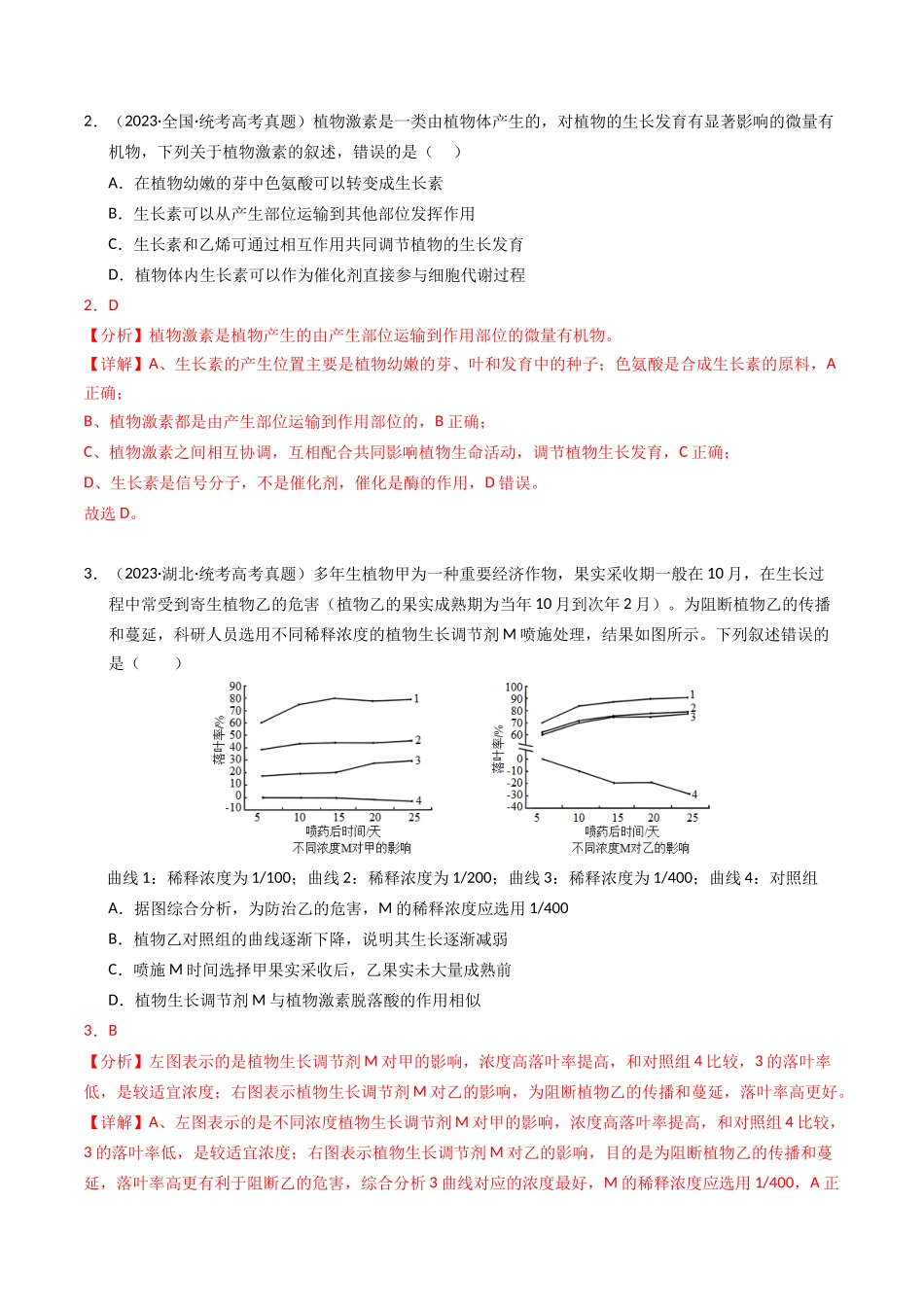 专题10 植物的激素调节（解析版）.docx_第2页