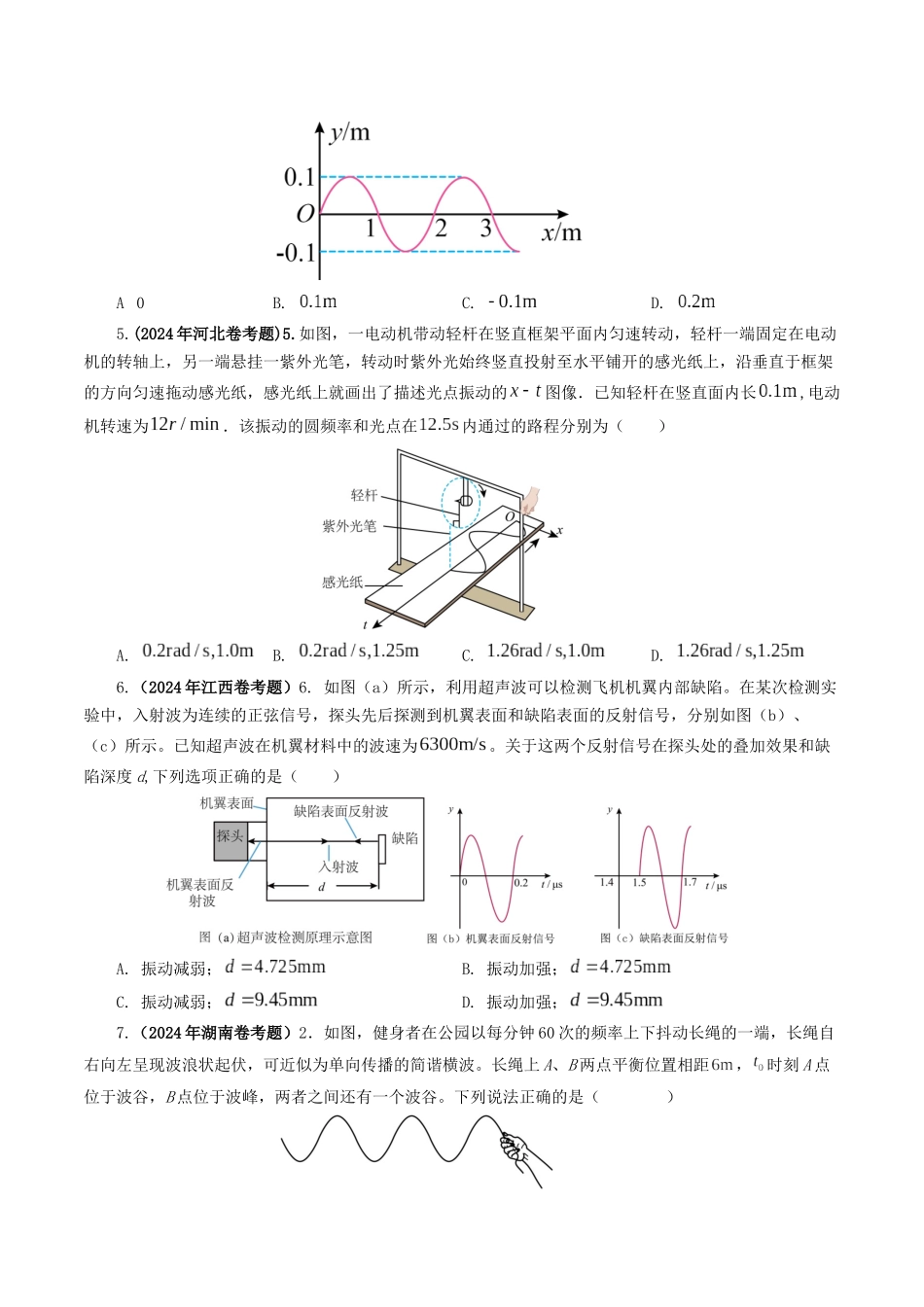 专题15 机械波-2024年高考真题和模拟题物理分类汇编（学生卷） .docx_第2页