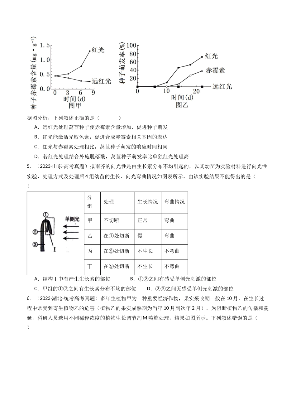 专题15 植物的生命活动调节（原卷卷）.docx_第3页