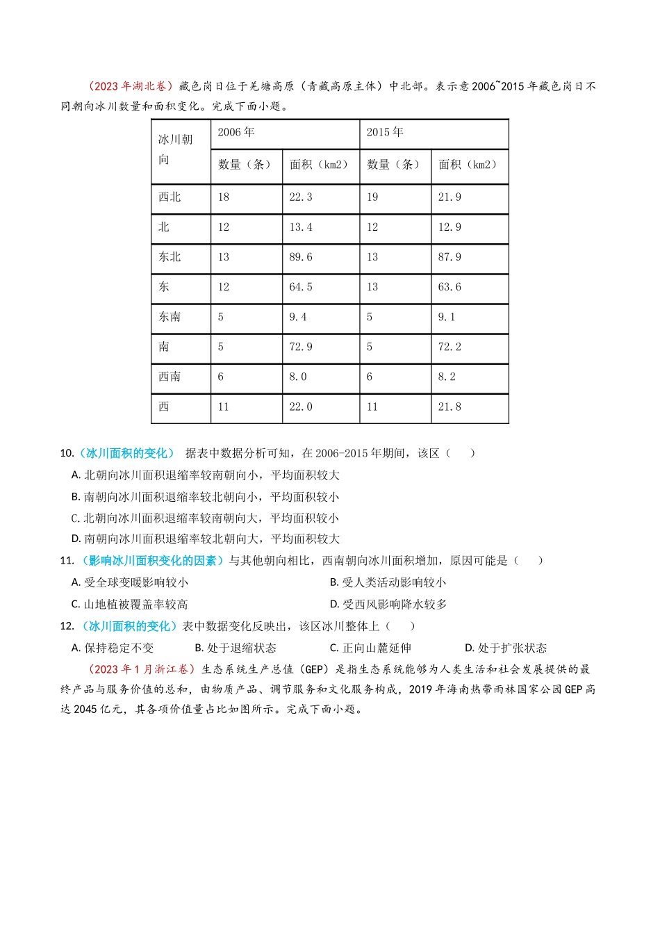 专题15 资源、环境与区域发展-学易金卷：2023年高考真题和模拟题地理分项汇编（原卷卷）(1).docx_第2页