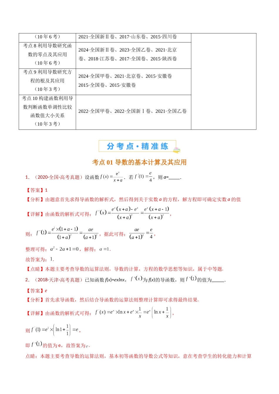 专题16 导数及其应用小题综合（教师卷）- 十年（2015-2024）高考真题数学分项汇编（全国通用）.docx_第2页