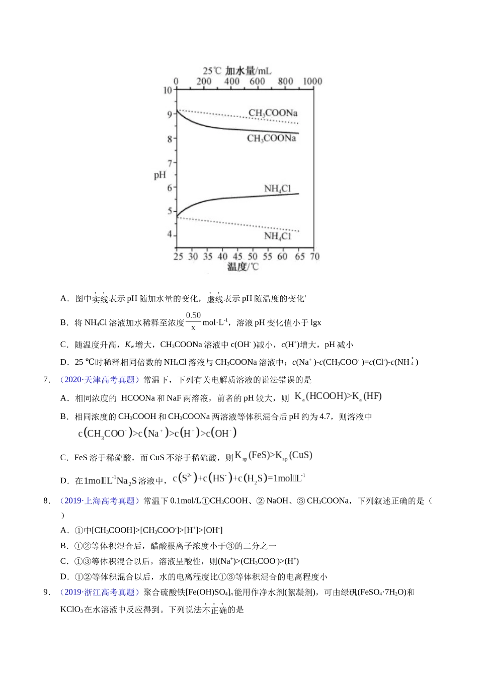 专题61  盐类水解及应用（原卷卷）.docx_第3页