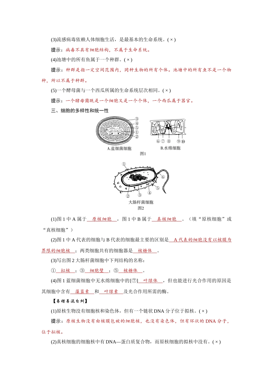 2026届学海导航高考一轮总复习生物教师用-专题1 第1讲　走近细胞.docx_第3页