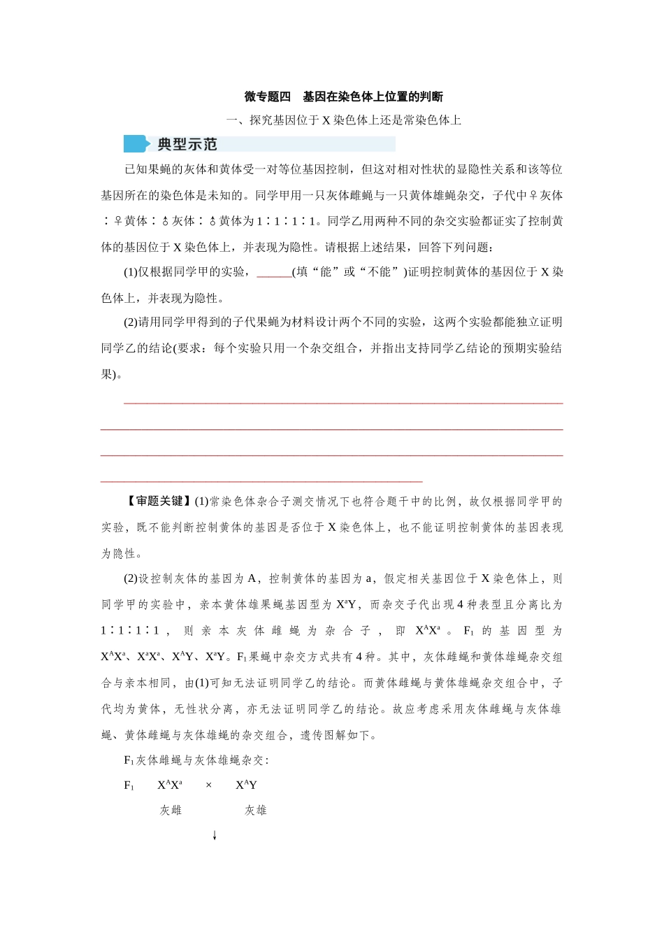 2026届学海导航高考一轮总复习生物教师用-专题5 微专题4　基因在染色体上位置的判断.docx_第1页