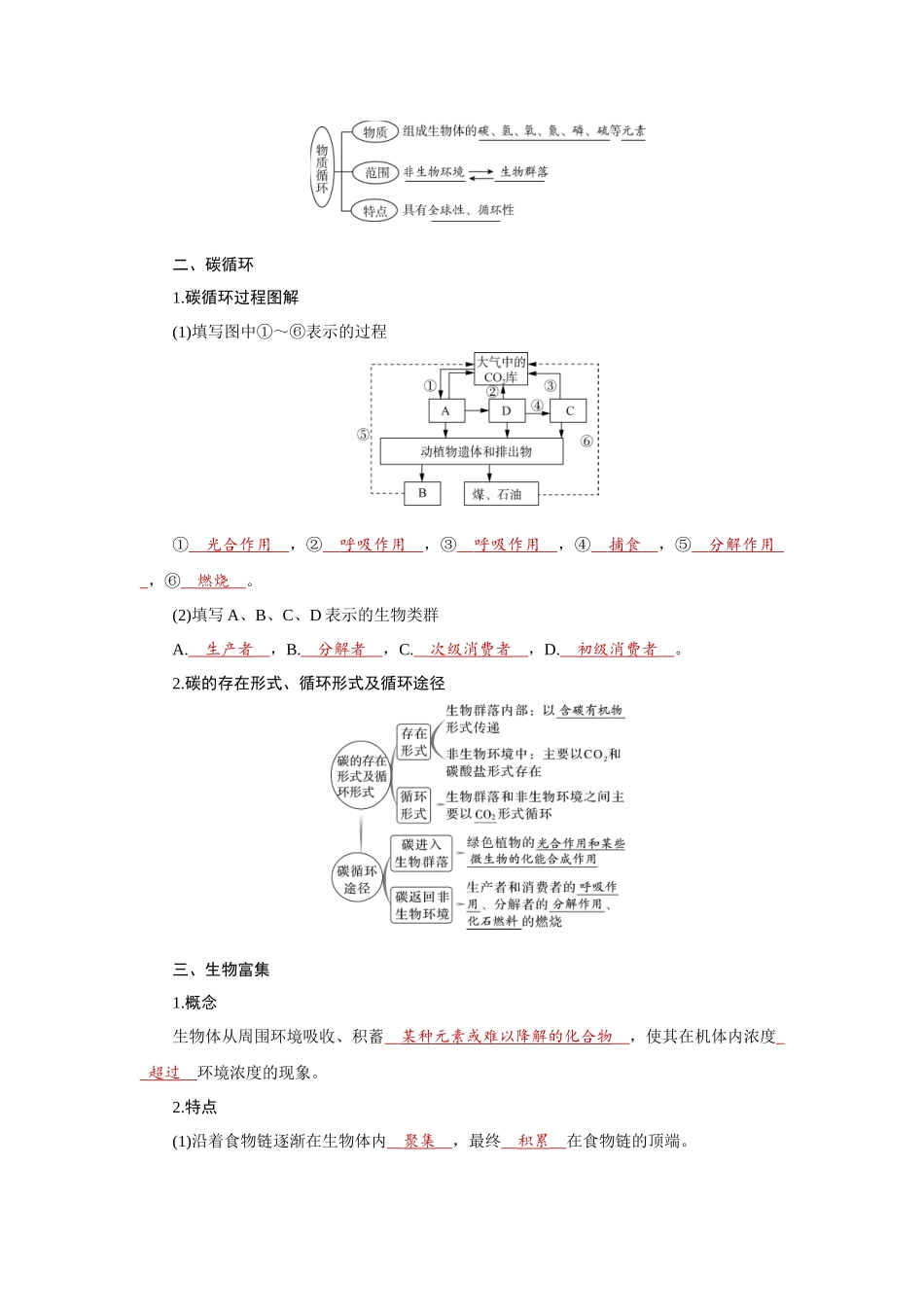 2026届学海导航高考一轮总复习生物教师用-专题9 第4讲　生态系统的物质循环、信息传递和稳定性.docx_第2页