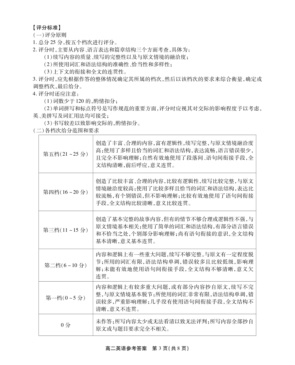 安徽省江淮协作区2024-2025学年高二下学期期末联合监测高二英语答案.pdf_第3页